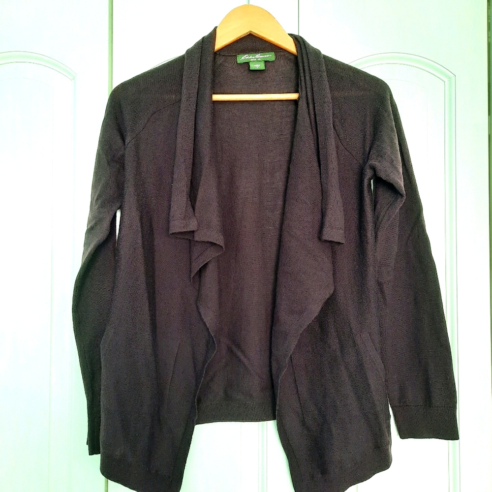 Eddie Bauer 100% wool plum cardigan sz M